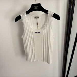 Miu Miu Ivory Ribbed Tank Top